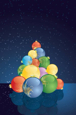 Téléchargez les illustrations : Boules de Noël sur fond sombre - en licence libre de droit