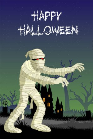 Ilustración de Tarjeta de Halloween con zombie. - Imagen libre de derechos