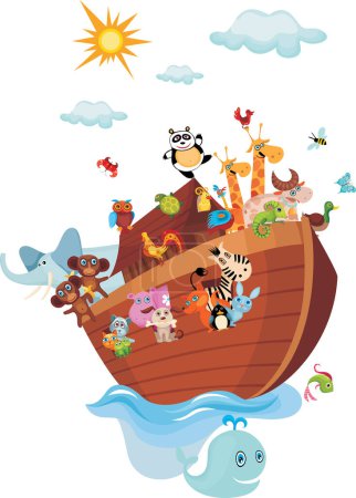 Illustration for Cute animals in the sea, modern vector illustration - Royalty Free Image