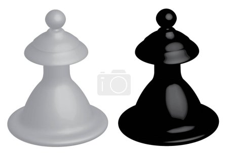 Ilustración de Piezas de ajedrez sobre fondo blanco. 3 d ilustración - Imagen libre de derechos