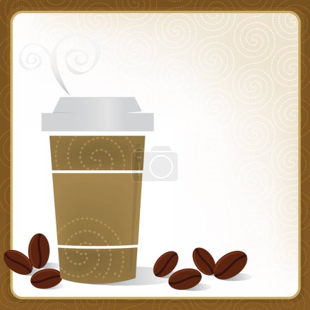 Téléchargez les illustrations : Tasse à café et grains de café - en licence libre de droit