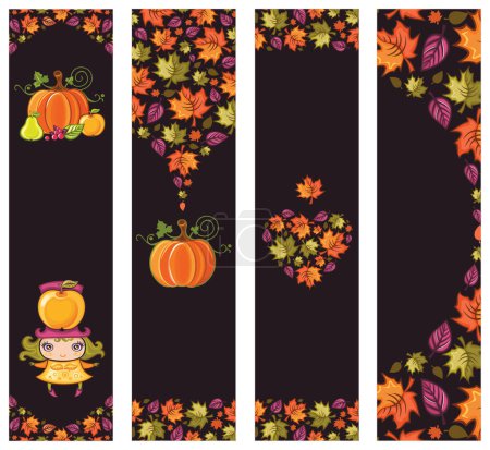 Illustration for Halloween autumn pumpkins on dark background - Royalty Free Image