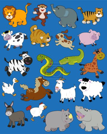 Ilustración de Conjunto de animales, ilustración vectorial moderna - Imagen libre de derechos