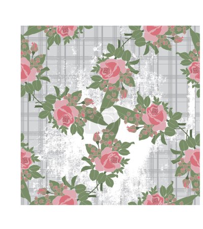 Illustration for Vintage roses background with floral pattern. - Royalty Free Image