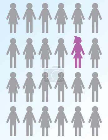 Illustration for Woman standing out from the crowd. - Royalty Free Image