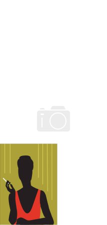 Illustration for Silhouette of a girl with a cigarette. vector illustration of a cigarette - Royalty Free Image