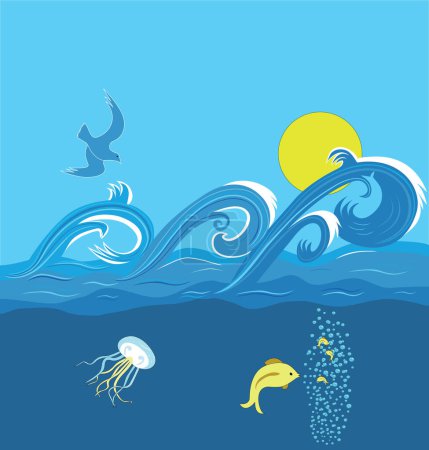 Illustration for Sea life, vector illustration - Royalty Free Image