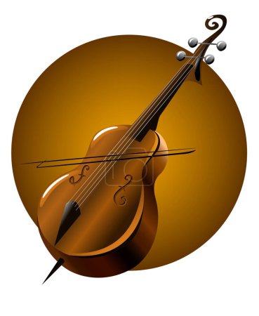 Illustration for Music violin with black bow - Royalty Free Image