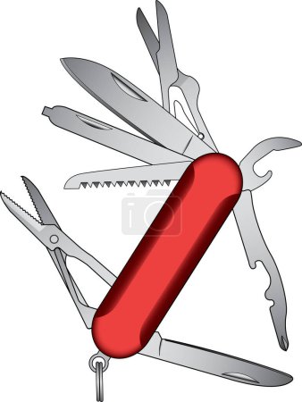 Illustration for Red scissors and cutting lines - Royalty Free Image