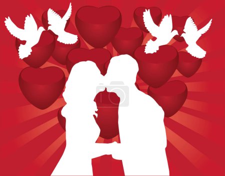 Téléchargez les illustrations : Carte de Saint Valentin avec couple amoureux - en licence libre de droit