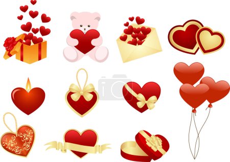 Illustration for Valentine hearts set isolated on white background - Royalty Free Image