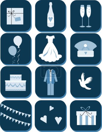 Téléchargez les illustrations : Illustration vectorielle avec symboles de mariage - en licence libre de droit