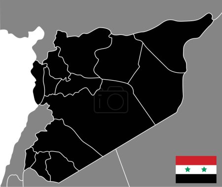 Téléchargez les illustrations : Carte de syrie avec illustration vectorielle drapeau. - en licence libre de droit
