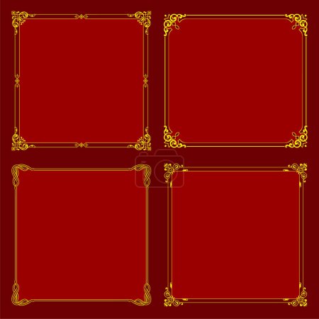 Illustration for Set of red vintage frames - Royalty Free Image
