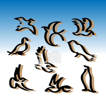 Illustration for Vector illustration of the birds on blue sky background. - Royalty Free Image