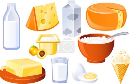 Ilustración de Conjunto de productos lácteos - Imagen libre de derechos