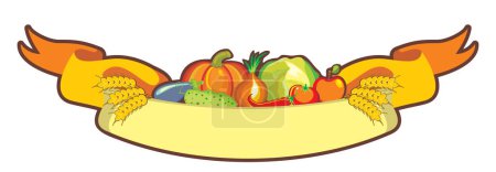 Téléchargez les illustrations : Illustration vectorielle d'un plat aux fruits et légumes - en licence libre de droit