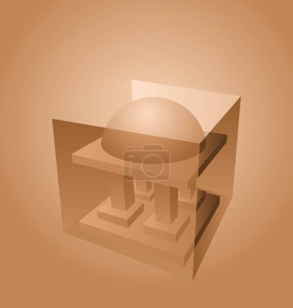 Illustration for Gold building icon isolated on beige background. vector illustration - Royalty Free Image