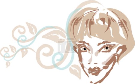 Ilustración de Mujer con un hermoso corte de pelo - Imagen libre de derechos
