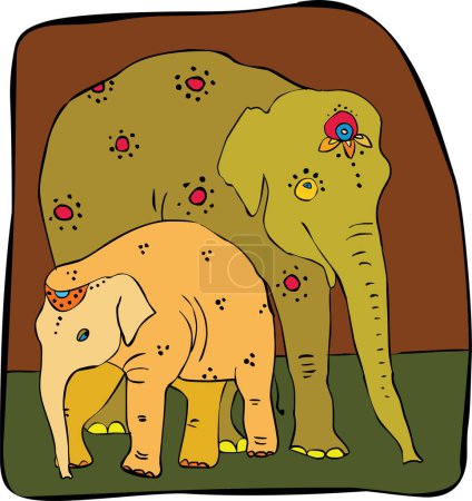 Téléchargez les illustrations : Illustration d'un fond vectoriel d'éléphant - en licence libre de droit