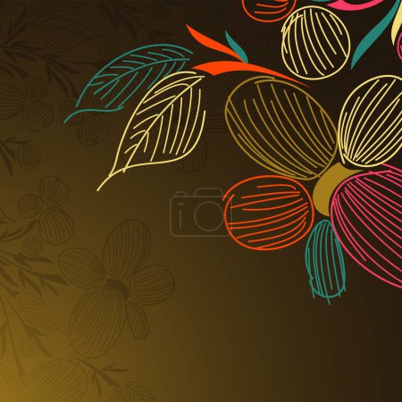 Téléchargez les illustrations : Belle carte florale avec des fleurs colorées vectoriel illustration conception graphique - en licence libre de droit