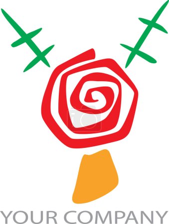 Téléchargez les illustrations : Fleur vectorielle en forme de rose, illustration vectorielle - en licence libre de droit