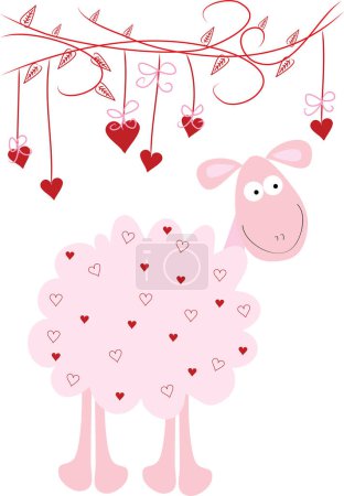 Illustration for Cute sheep with hearts - Royalty Free Image
