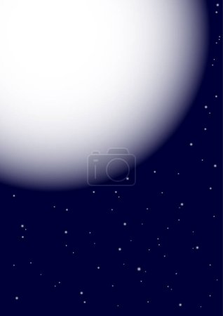 Illustration for Abstract Background - Planet and Stars on Dark Blue Background - Royalty Free Image