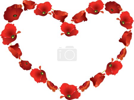 Téléchargez les illustrations : Coeur fait de coquelicots rouges - en licence libre de droit