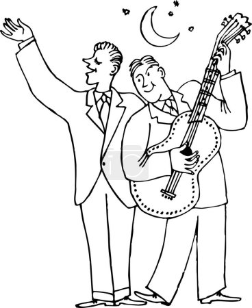 Téléchargez les illustrations : Illustration d'un homme et d'une guitare - en licence libre de droit