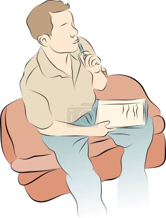Ilustración de Hombre leyendo el periódico. ilustración vectorial - Imagen libre de derechos