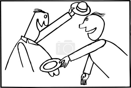 Illustration for Happy meeting of two men on white background - Royalty Free Image