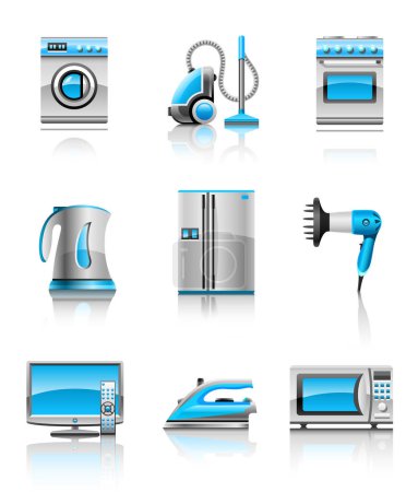 Téléchargez les illustrations : Illustration vectorielle des appareils ménagers - en licence libre de droit