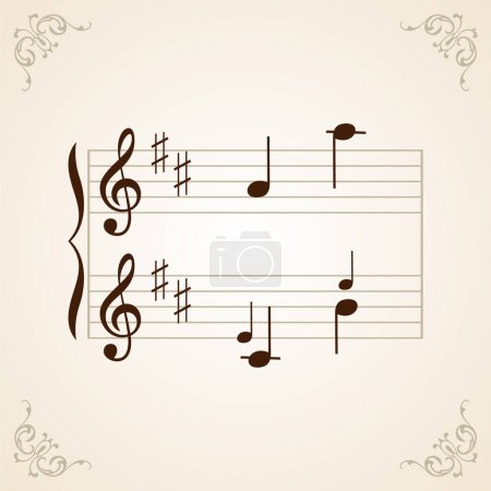 Illustration for Musical notes with a clefs, vector illustration - Royalty Free Image