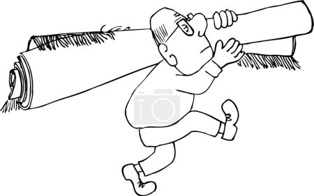 Téléchargez les illustrations : Illustration vectorielle d'un homme avec un tapis roulé - en licence libre de droit