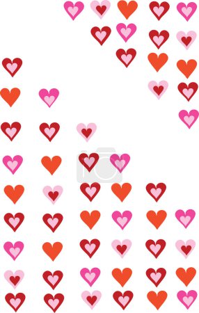 Illustration for Valentine 's day, red hearts, greeting card vector background. - Royalty Free Image