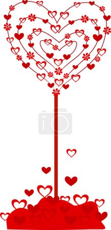 Illustration for Red hearts with tree, vector - Royalty Free Image
