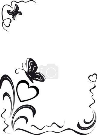 Téléchargez les illustrations : Papillons vecteurs avec des cœurs d'amour - en licence libre de droit