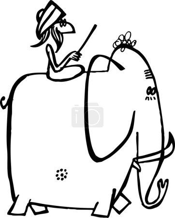 Ilustración de Ilustración vectorial de un hombre de dibujos animados en elefante - Imagen libre de derechos