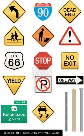Illustration for Set of road signs and elements - Royalty Free Image