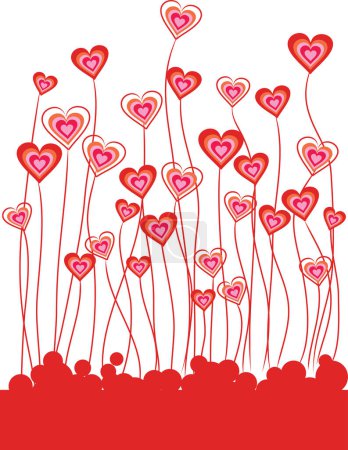 Illustration for Vector illustration of red hearts, vector - Royalty Free Image