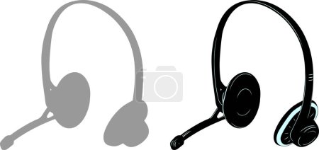 Téléchargez les illustrations : Jeu vectoriel d'écouteurs sur fond blanc - en licence libre de droit