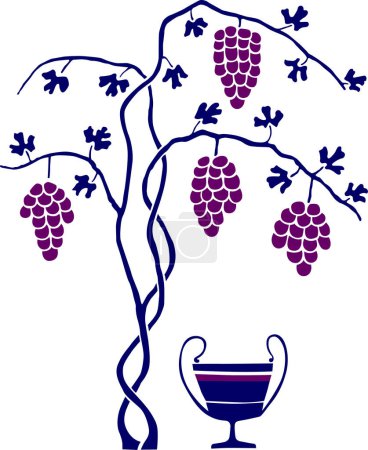 Téléchargez les illustrations : Verre à vin vecteur avec raisins - en licence libre de droit