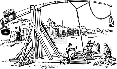 Ilustración de Trebuchet (Frondibale), ilustración vectorial moderna - Imagen libre de derechos