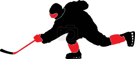 Téléchargez les illustrations : Silhouette de joueur de hockey sur fond blanc - en licence libre de droit