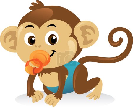 Téléchargez les illustrations : Dessin animé de singe bébé - en licence libre de droit