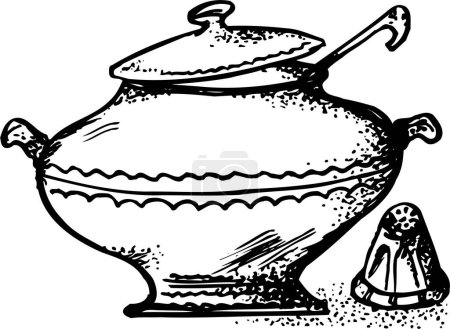 Illustration for Vector illustration of cartoon pot with lid - Royalty Free Image