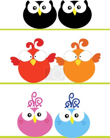 Illustration for Set of cartoon cute birds - Royalty Free Image