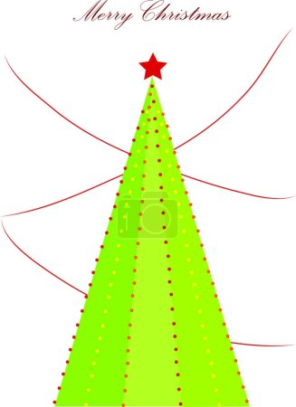 Ilustración de Árbol de Navidad, tarjeta de felicitación vectorial - Imagen libre de derechos