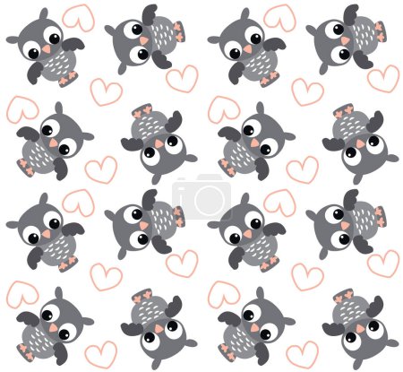 Illustration for Cute cartoon sheep seamless pattern. hand - drawn animal illustration. funny cartoon owls. - Royalty Free Image